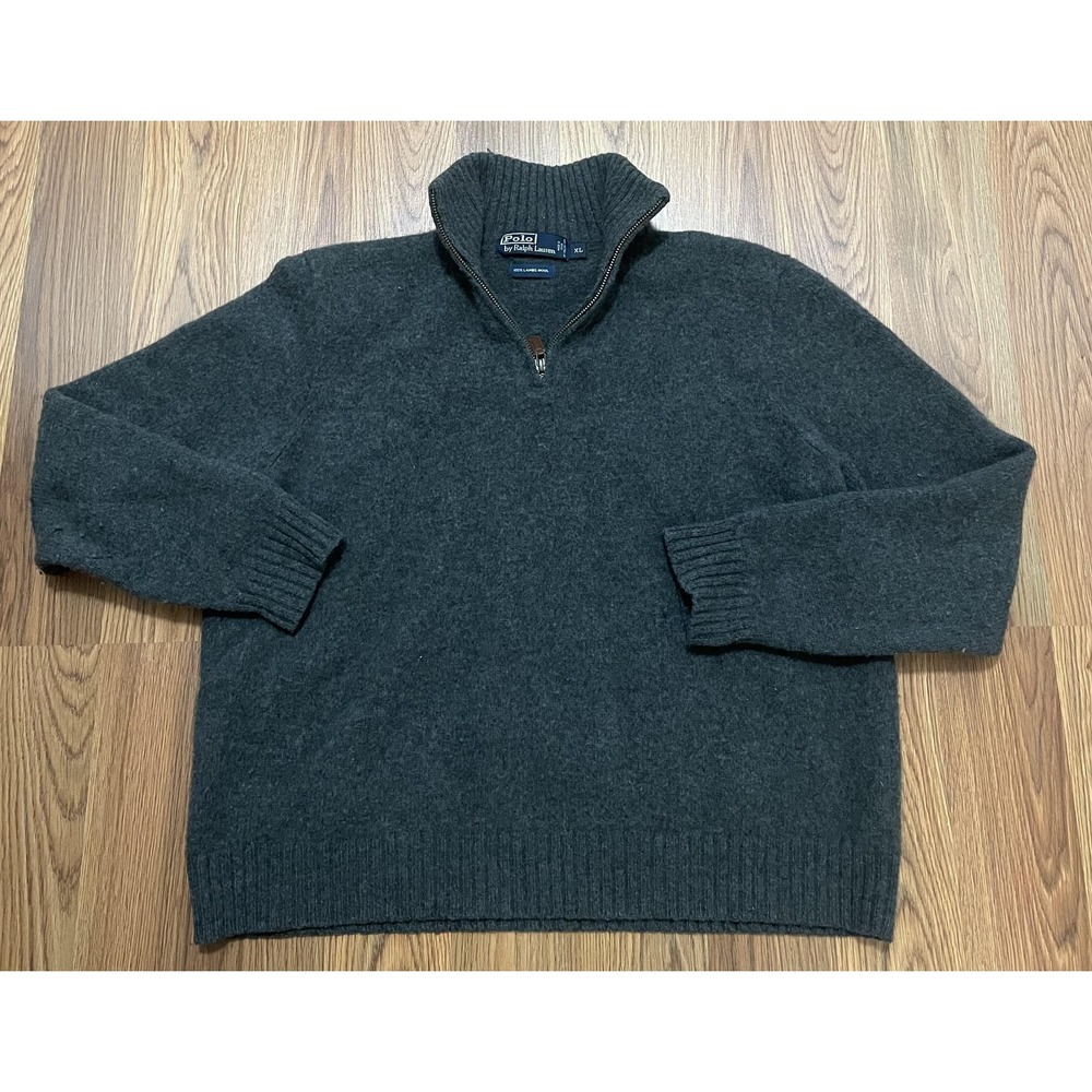 Polo Ralph Lauren Sweater Mens Large Lambswool 1/4 Zip Pullover